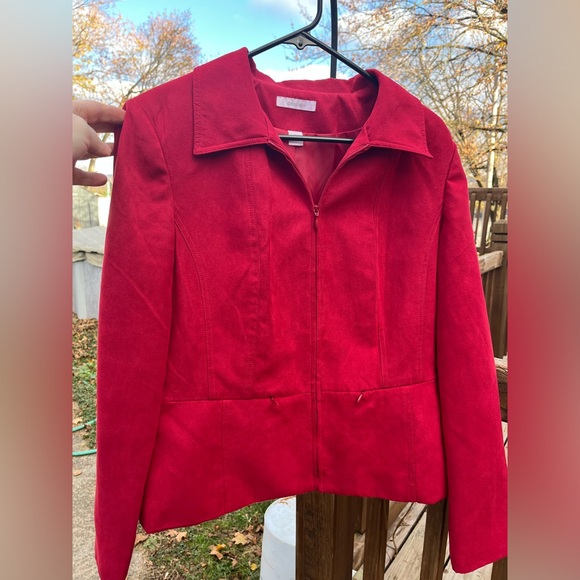 Dress Barn Jackets & Blazers - 🔥 Red Suede-like Women’s Large Jacket from Dressbarn w/ pockets